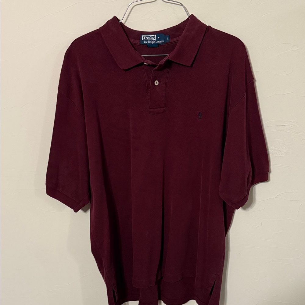 Ralph Lauren Polo 1990’s Modern ERA Men's Dark Red Polo Shirt 100% cotton Size L